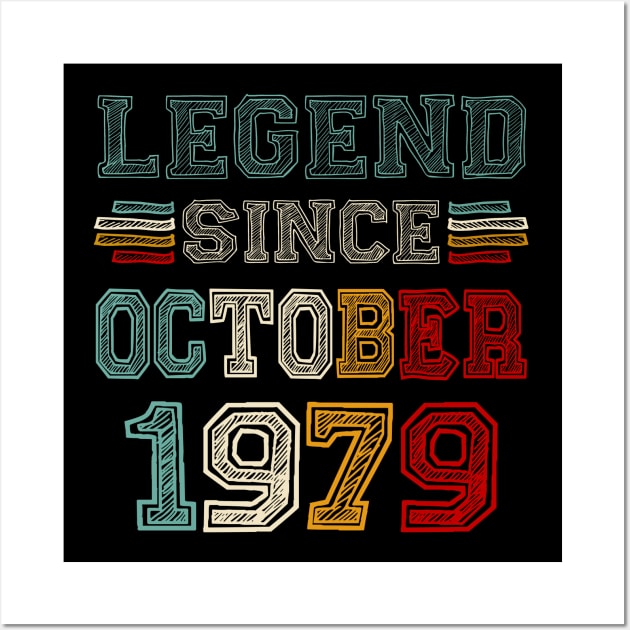 44 Years Old Legend Since October 1979 44th Birthday Wall Art by Mhoon 